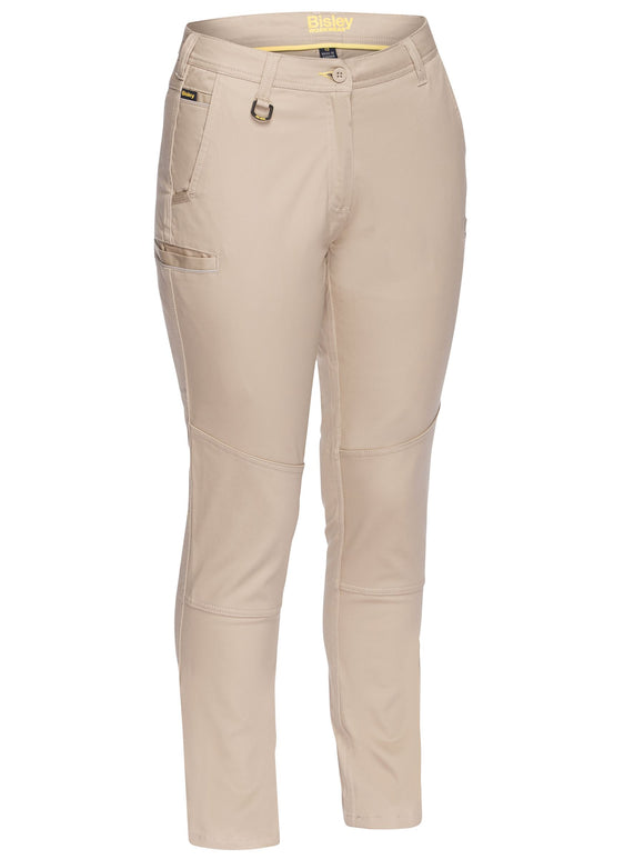 Bisley Workwear Women's Mid Rise Stretch Cotton Pants Stone
