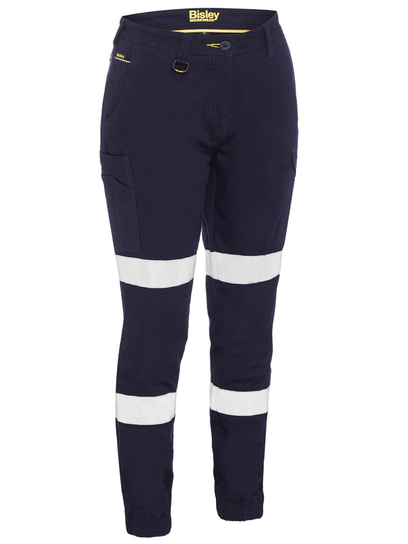 Bisley Workwear Women's Taped Cotton Cargo Cuffed Pants Navy