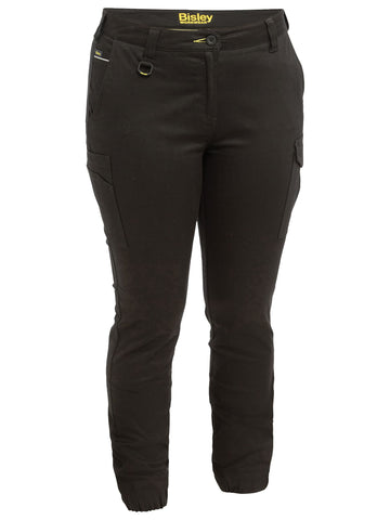 Bisley Workwear Women's Cotton Cargo Cuffed Pants Black