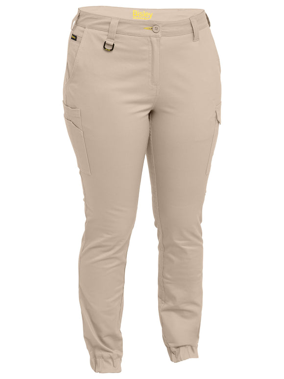 Bisley Workwear Women's Cotton Cargo Cuffed Pants Stone