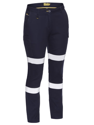 Bisley Workwear Women's Taped Cotton Cargo Pants Navy