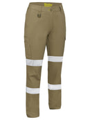 Bisley Workwear Woman's Taped Stretch Cotton Drill Cargo Pants Khaki