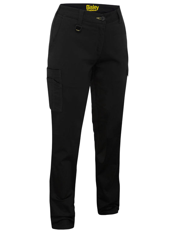Bisley Workwear Women's Stretch Cotton Cargo Pants Black