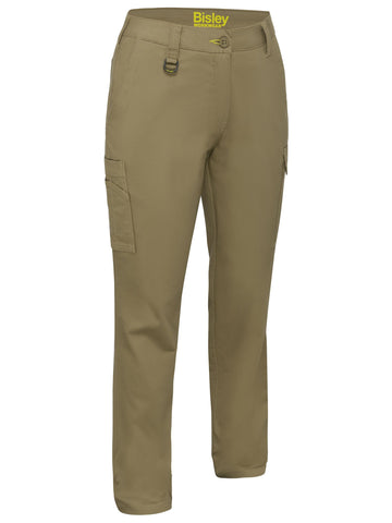 Bisley Workwear Women's Stretch Cotton Cargo Pants Khaki