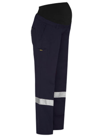 Bisley Workwear Women's Taped Maternity Drill Work Pants Navy - Discontinued