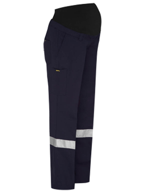 Bisley Workwear Women's Taped Maternity Drill Work Pants Navy - Discontinued
