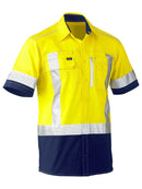 Bisley Workwear Flx & Move™ X Taped Hi Vis Utility Shirt Yellow/Navy - Discontinued
