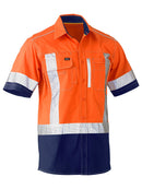 Bisley Workwear Flx & Move™ X Taped Hi Vis Utility Shirt Orange/Navy - Discontinued
