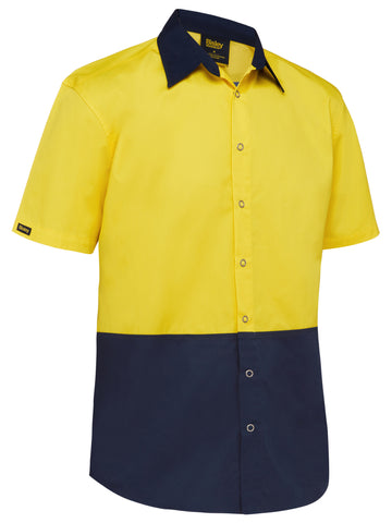 Bisley Workwear Two Tone Hi Vis Shirt Yellow/Navy - Discontinued