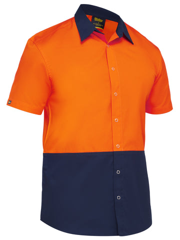 Bisley Workwear Two Tone Hi Vis Shirt Orange/Navy - Discontinued