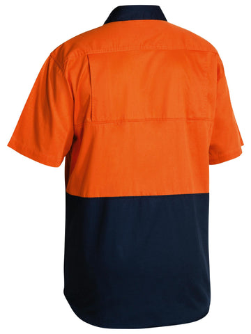Bisley Workwear Hi Vis Cool Lightweight Drill Shirt Orange/Navy