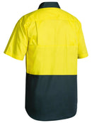 Bisley Workwear Hi Vis Cool Lightweight Drill Shirt Yellow/Bottle