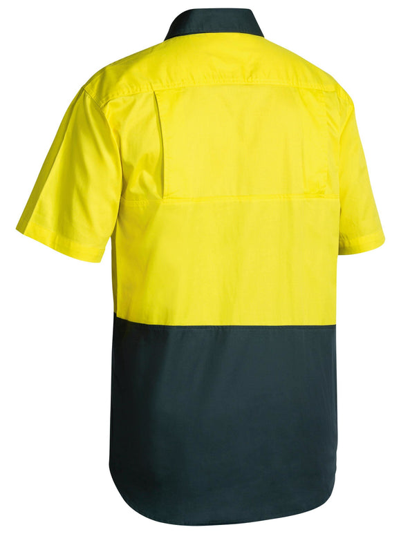 Bisley Workwear Hi Vis Cool Lightweight Drill Shirt Yellow/Bottle