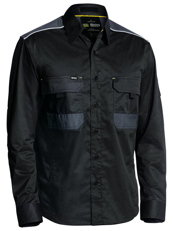 Bisley Workwear Flx & Move™ Mechanical Stretch Shirt Black - Discontinued