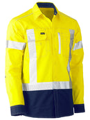 Bisley Workwear Flx & Move™ X Taped Hi Vis Utility Shirt Yellow/Navy - Discontinued