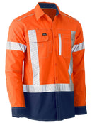 Bisley Workwear Flx & Move™ X Taped Hi Vis Utility Shirt Orange/Navy - Discontinued