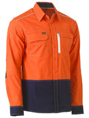 Bisley Workwear Flx & Move™ Hi Vis Utility Shirt Orange/Navy - Discontinued
