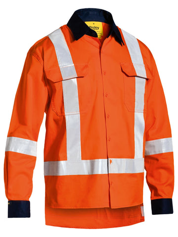 Bisley Workwear Taped Hi Vis TTMC Cool Lightweight Drill Shirt Orange - Discontinued