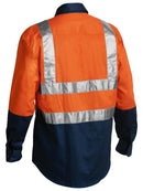 Bisley Workwear Taped Hi Vis Drill Shirt Orange/Navy