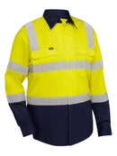 Bisley Workwear Taped Biomotion Hi Vis Cool Lightweight Vented Shirt Yellow/Navy