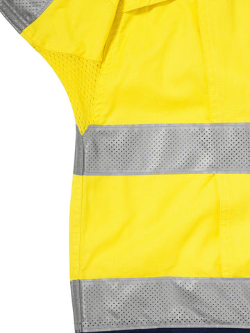 Bisley Workwear X Airflow™ Taped Hi Vis Ripstop Shirt Yellow/Navy
