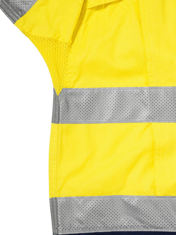 Bisley Workwear X Airflow™ Taped Hi Vis Ripstop Shirt Yellow/Navy