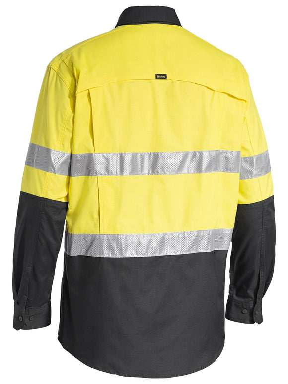 Bisley Workwear X Airflow™ Taped Hi Vis Ripstop Shirt Yellow/Charcoal
