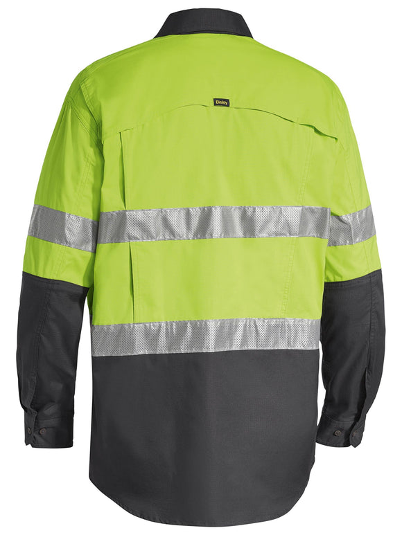 Bisley Workwear X Airflow™ Taped Hi Vis Ripstop Shirt Lime/Charcoal - Discontinued
