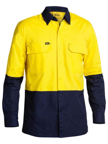 Bisley Workwear X Airflow™ Hi Vis Ripstop Shirt Yellow/Navy