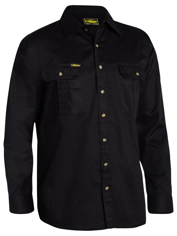 Bisley Workwear Original Cotton Drill Shirt - Long Sleeve Black