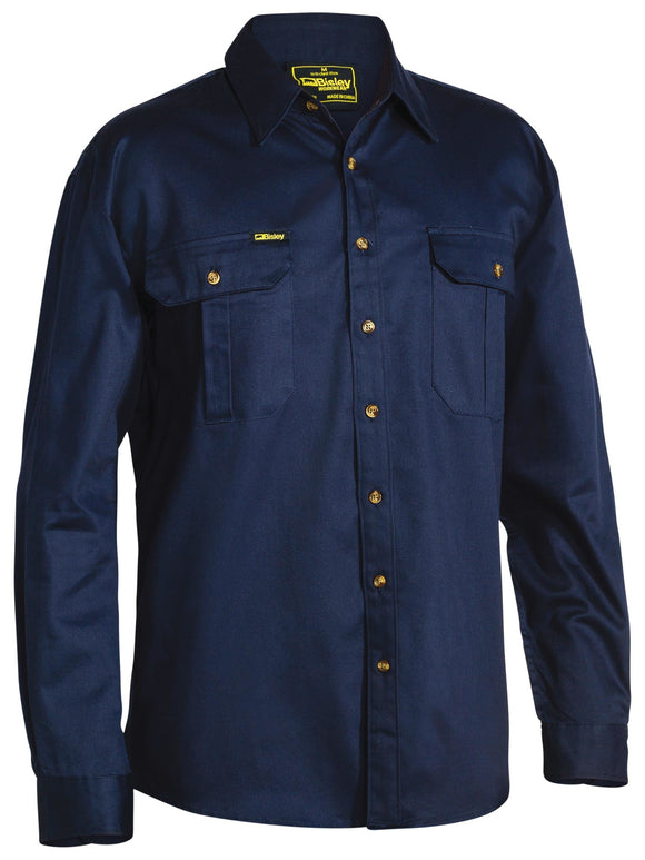 Bisley Workwear Original Cotton Drill Shirt - Long Sleeve Navy