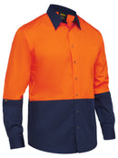 Bisley Workwear Two Tone Hi Vis Long Sleeve Shirt Orange/Navy - Discontinued