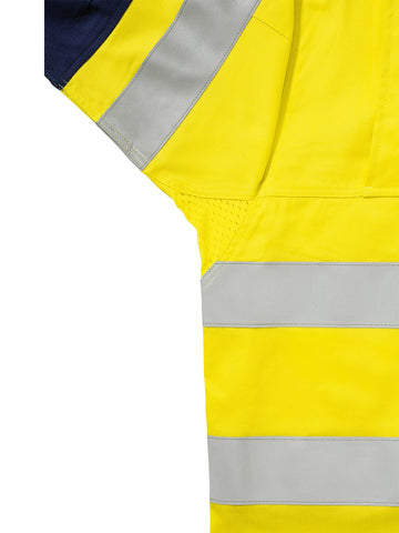 Bisley Workwear Taped Hi Vis Industrial Cool Vented Shirt Yellow/Navy - Discontinued