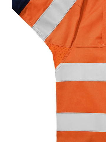 Bisley Workwear Taped Hi Vis Industrial Cool Vented Shirt Orange/Navy
