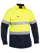 Bisley Workwear X Airflow™ Hi Vis Taped Stretch Ripstop Shirt Yellow/Navy