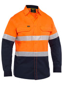 Bisley Workwear X Airflow™ Hi Vis Taped Stretch Ripstop Shirt Orange/Navy