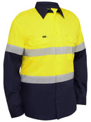Bisley Workwear Taped Hi Vis Ripstop Vented Shirt Yellow/Navy