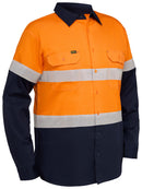 Bisley Workwear Taped Hi Vis Ripstop Vented Shirt Orange/Navy
