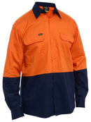 Bisley Workwear Hi Vis Cool Lightweight Drill Shirt Orange/Navy