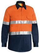 Bisley Workwear Taped Hi Vis Cool Lightweight Shirt Orange/Navy