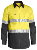 Bisley Workwear Taped Hi Vis Cool Lightweight Shirt Yellow/Charcoal