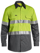 Bisley Workwear Taped Hi Vis Cool Lightweight Shirt Lime/Charcoal