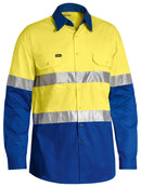 Bisley Workwear Taped Hi Vis Cool Lightweight Shirt Yellow/Royal