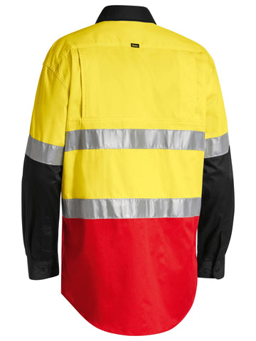 Bisley Workwear Taped Hi Vis Cool Lightweight Shirt Yellow/Black/Red - Discontinued
