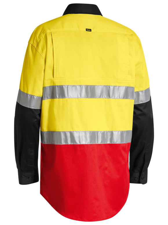 Bisley Workwear Taped Hi Vis Cool Lightweight Shirt Yellow/Black/Red - Discontinued