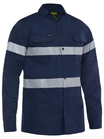Bisley Workwear Taped Cool Lightweight Drill Shirt Navy