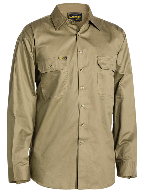 Bisley Workwear Cool Lightweight Drill Shirt Khaki