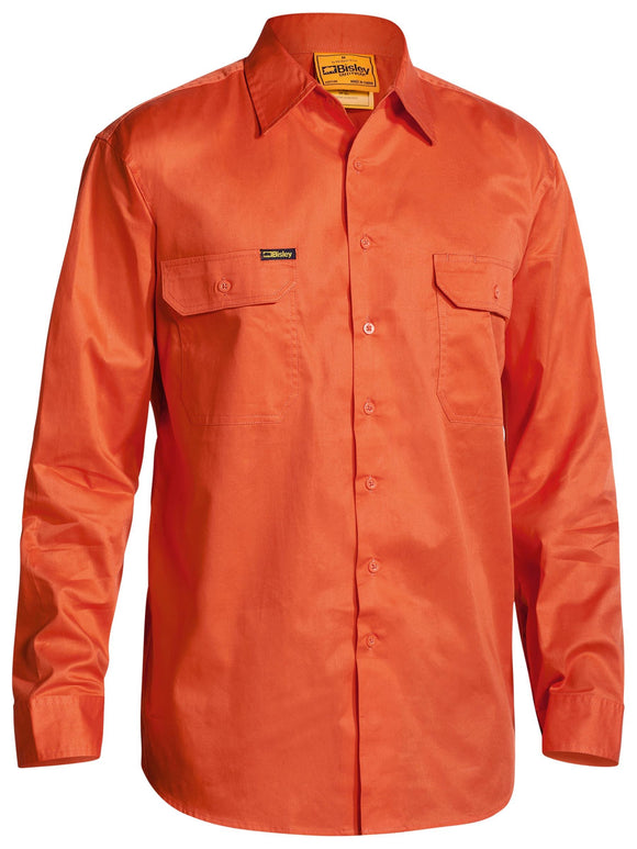 Bisley Workwear Hi Vis Cool Lightweight Drill Shirt Orange