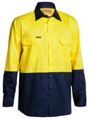 Bisley Workwear Hi Vis Cool Lightweight Drill Shirt Yellow/Navy