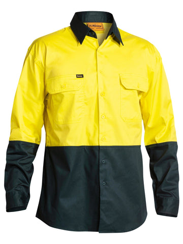 Bisley Workwear Hi Vis Cool Lightweight Shirt (4X Pack) Yellow/Navy - Discontinued